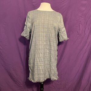 glam Black/White/Blue Houndstooth Plaid Dress. Size M.